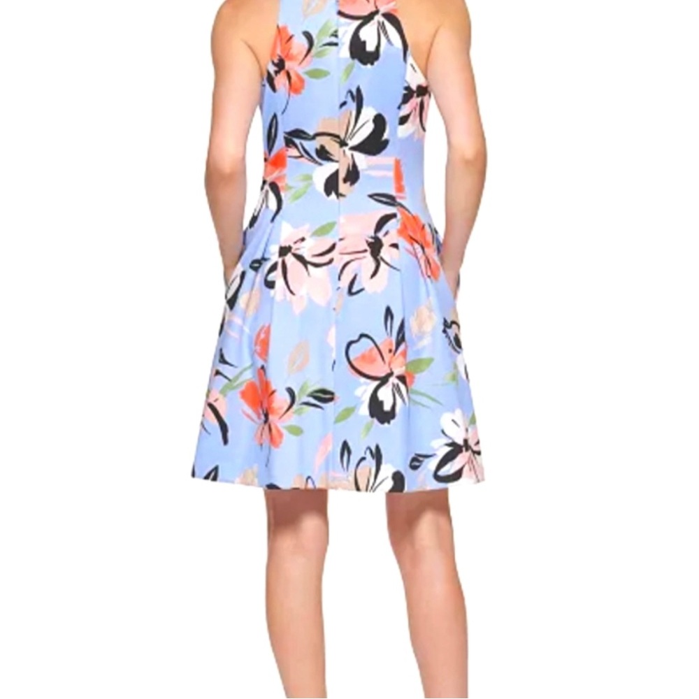 Vince Camuto dress size 4, blue with flower print - Picture 4 of 10